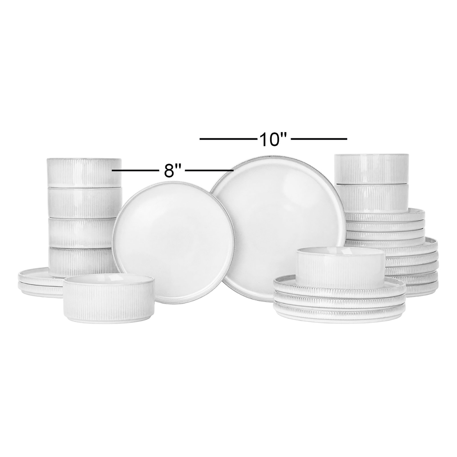 Famiware 24 Piece Dinnerware Set, Service for 8, Matte White