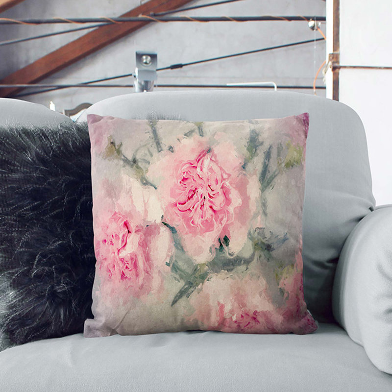 Floral Square Throw Cushion, 40cm H x 40cm W x 15cm D