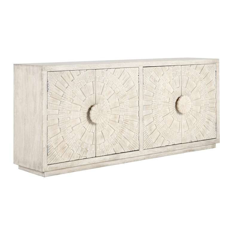 Apollo 84'' White Wash Mango Wood Sunburst Sideboard