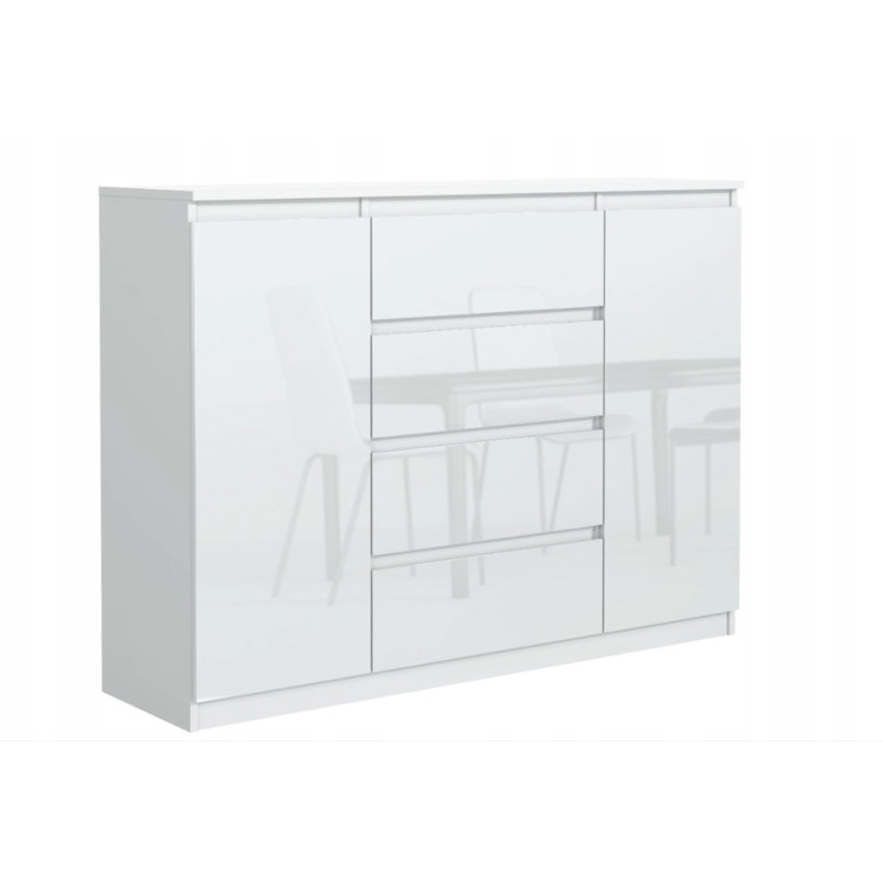 Double Down 138.6 cm W Chest of 4 Drawers, Glossy White