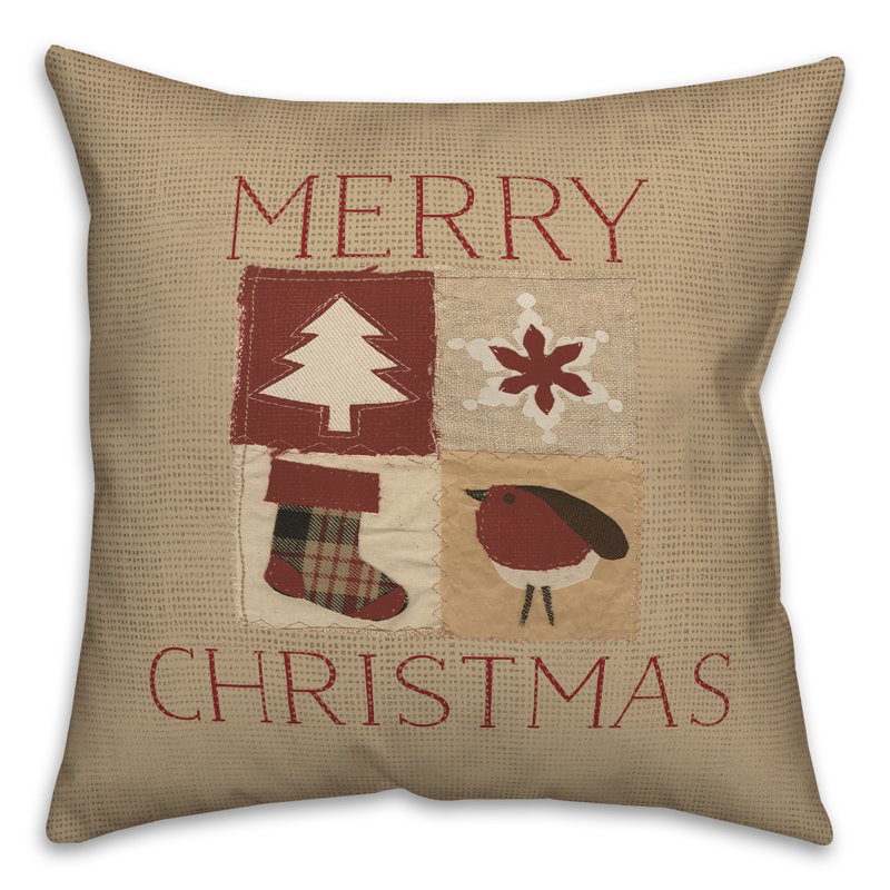  Housse de coussin Merry Christmas Antique, 20 po X 20 po, Polyester/ Bourre en polyester