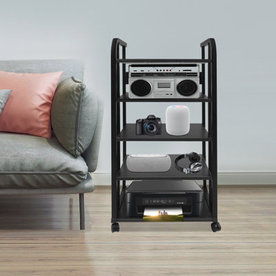 19.7" 5-Tier AV Media Stand Corner TV Entertainment Centre Stereo Components Storage Stand Movable Audio Media Stand