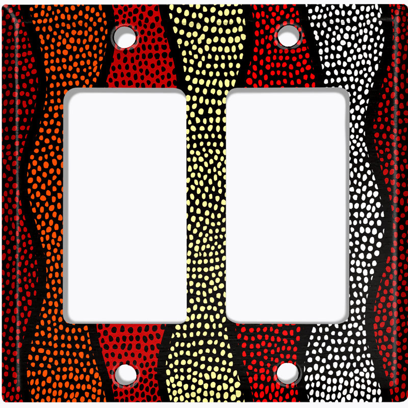 Metal Light Switch Plate Outlet Cover (Safari Pattern African Tribal Dot Art Stripes   - Single Toggle)