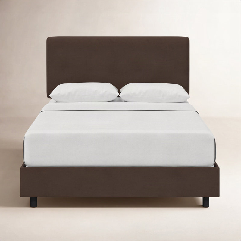 Pyburn Upholstered Platform Bed, King, Classic Chocolate Velvet