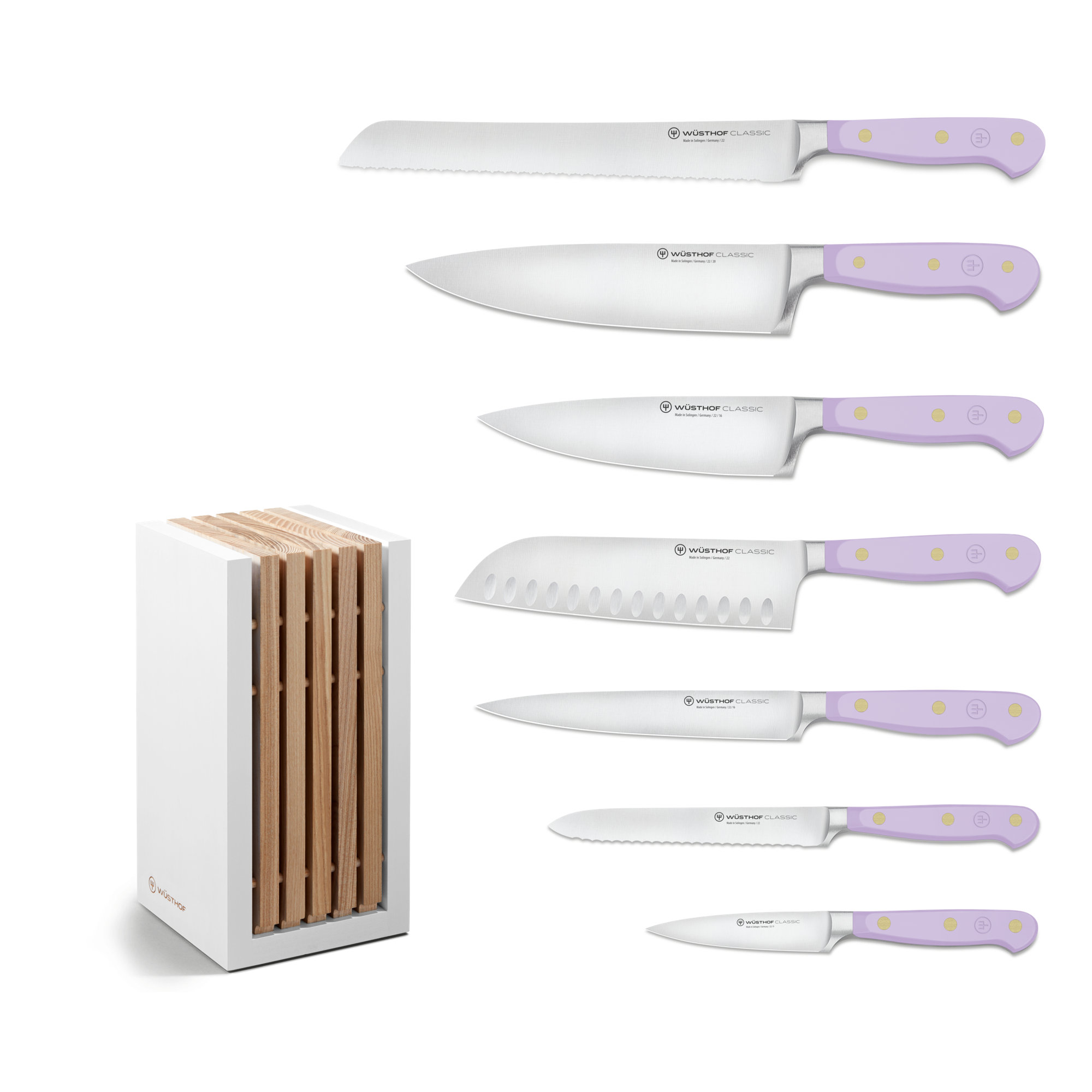 WÜSTHOF German Classic Color 8 Piece Knife Block Set, Purple Yam