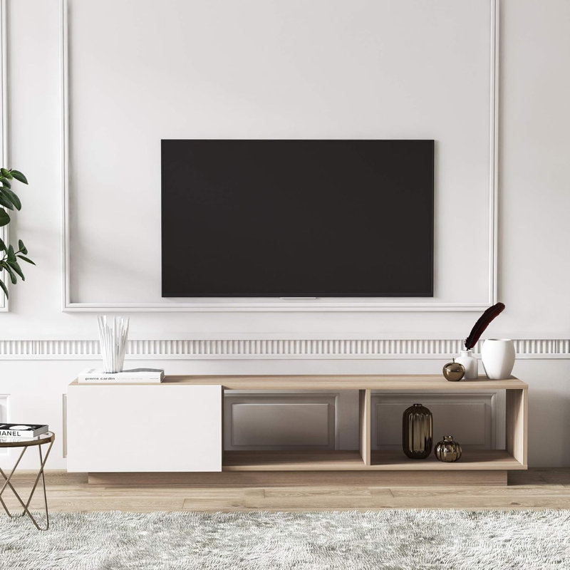 Meuble télé moderne jusqu'à 75 pouces, Gris / Blanc
