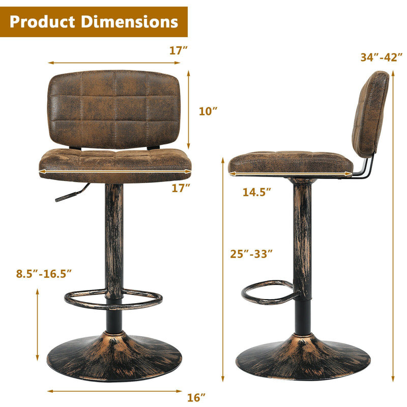 Swivel Upholstered Adjustable Height Counter Stool