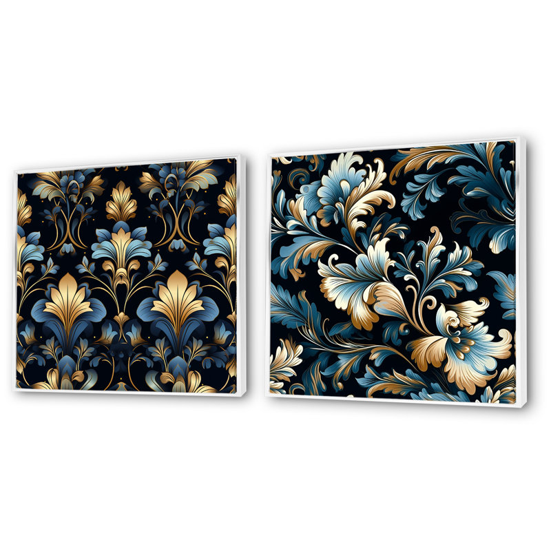 Hubert - ensemble de 2 reproductions de toiles abstraites, Cadre blanc, H 36 po x l 73 po x P 1,5 po