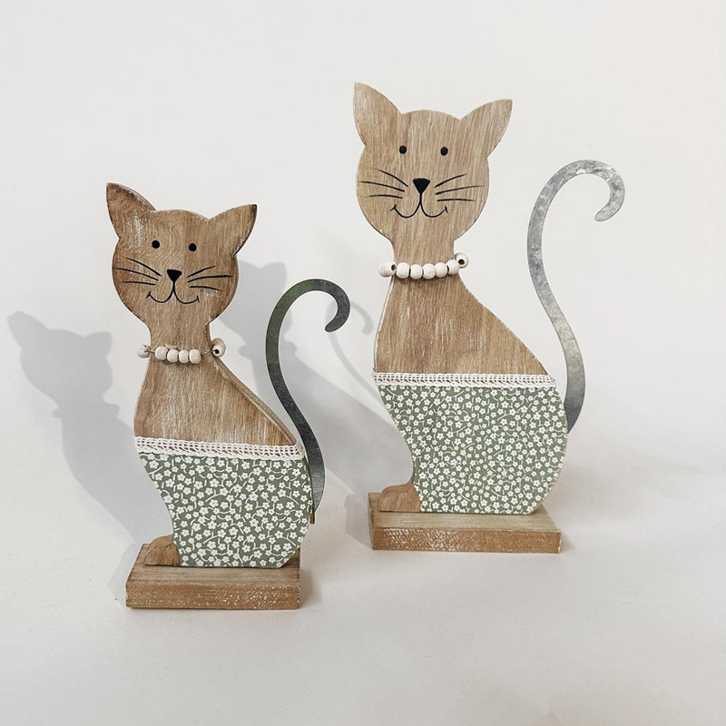 Ensemble de 2 chats en pantalons floraux portant des figurines de perles