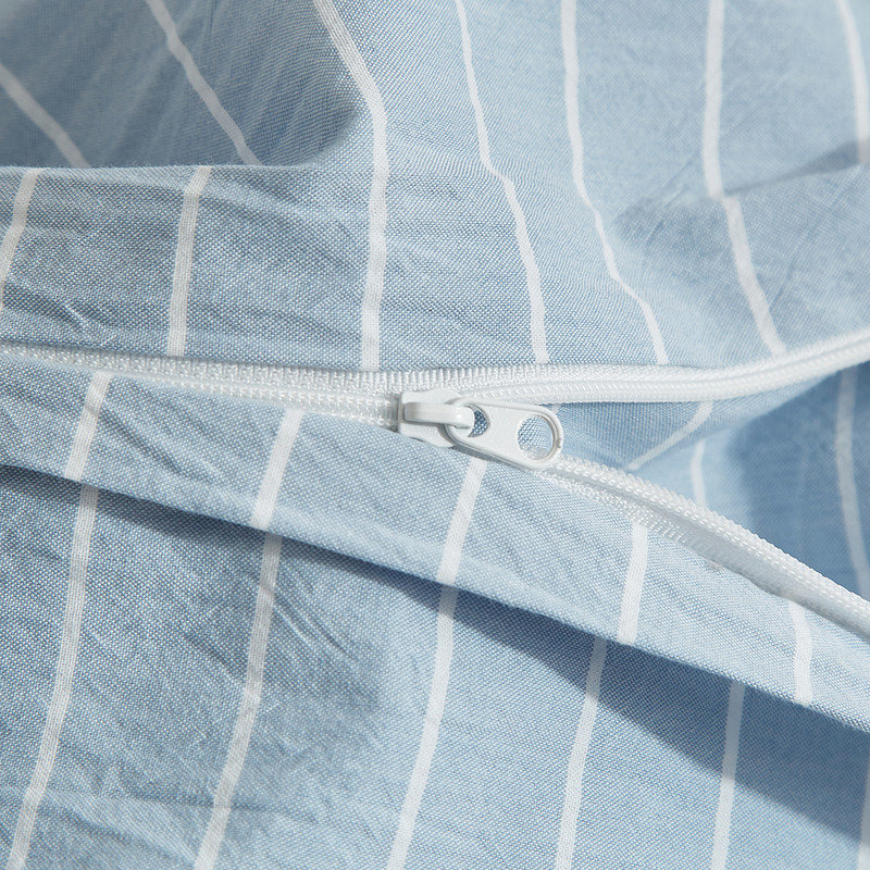 Ensemble de housse de couette rayé 100% coton lavé DONEUS