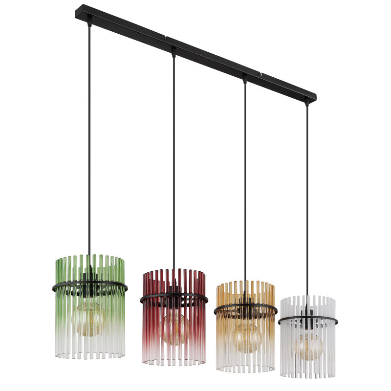 Decole 4 - Light Matte Black Kitchen Island Pendant, Amber/Blackberry/Green/Beige