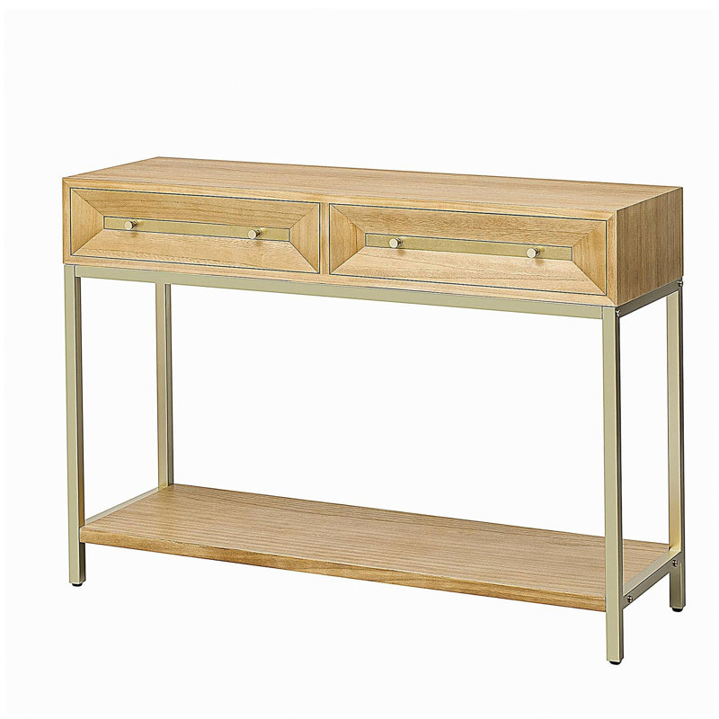 Table d'entrée, table d'appoint avec 2 tiroirs, table de couloir rustique avec un design géométrique accrocheur, convient aux entrées et aux salons (couleur naturelle)