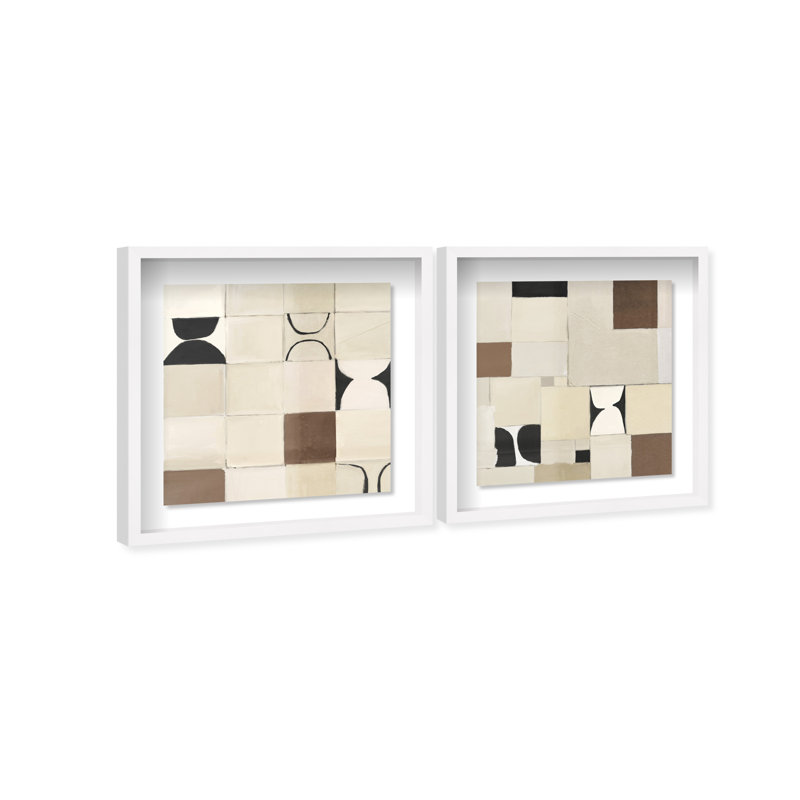 Boho Tiles Set by Oliver Gal, White Shadowbox, 31.5"H x 31.5"W