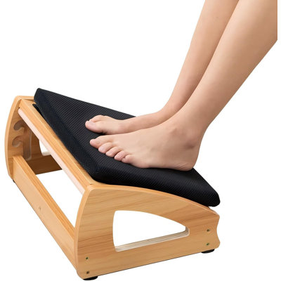 Wood Ergonomic Footrest   4-Angle Adjustable Foot Stool For Desk, Office Footrest, Anti-Slip Foot Stand For Under Desk, Enhances Posture, Promotes Blood Circulation, Easy Assembly