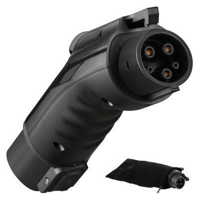 Tesla to J1772 EV Charging Adapter with Lock - 48A Max, IP65 Waterproof Storage Bag for Tesla High Powered Wall Connector