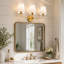 Éclairage pour meuble-lavabo traditionnel 3 lumières avec abat-jour empire en tissu-444923233