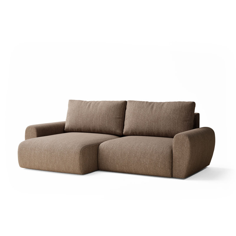 3 Seater Corner Sofa, Brown, Left Hand Facing