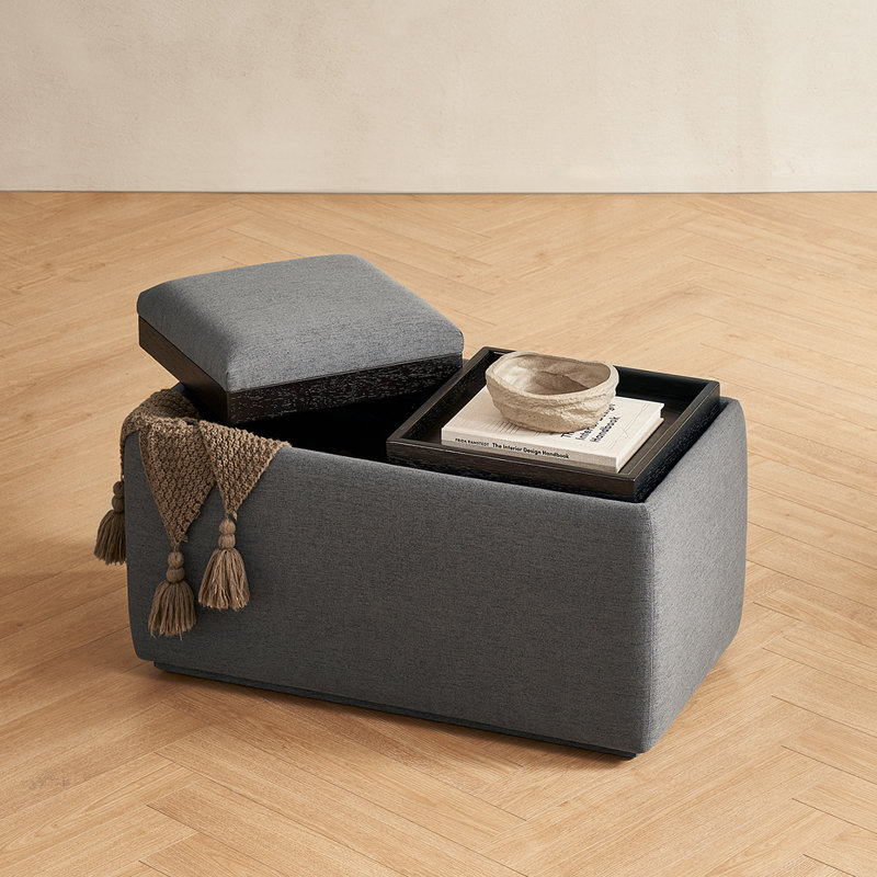 Demelo Storage Tray Bench, Dark Gray