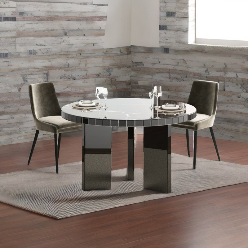 Faux Marble Mirrored Dining Table