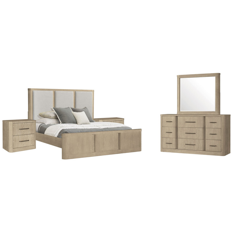 Lit à panneau tapissier, 2 Pcs: Bed, Nightstand, King