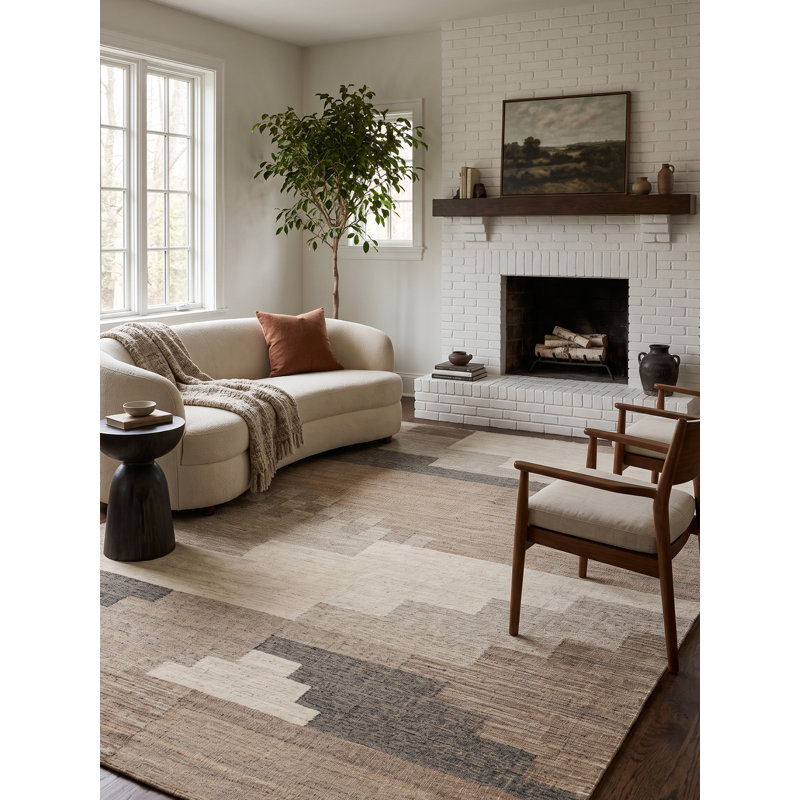 Aquila Abstract Area Rug in Natural/Gray/Ivory, Rectangle 8' x 10'