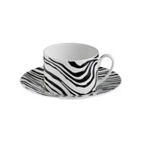 Tea Cup & Saucer ZEBRAGE Set of 2 in Luxury Box 3.3in, H 2.3in, cap. 7.5 oz, Saucer diam. 6in