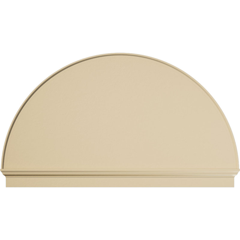 Demi-rond signature fronton en uréthane, brun clair apprêté, 74 po x 43,75 po x 2,75 po, Combinaison, Lisse