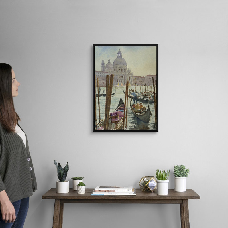 «Salute, Evening Outing» par Clive Wilson - reproduction d'art sur toile, Cadre flottant noir, H 26 po x l 20 po x P 1,75 po