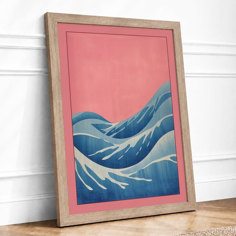 Flowing Ocean Waves Coastal - Framed Print, Oak, A3 - 42.0 x 29.7 cm