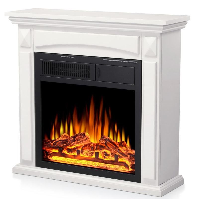 Freestanding Electric Fireplace With Remote Control., Pearl White