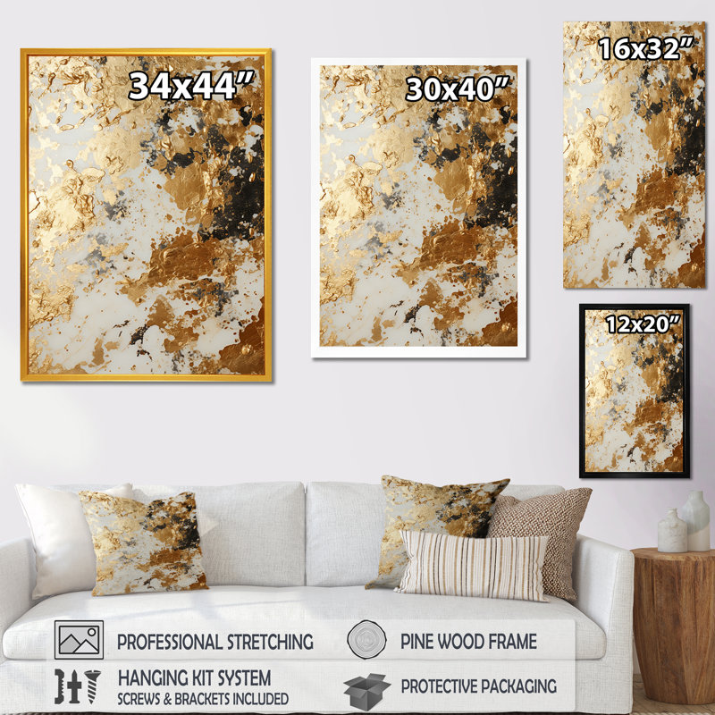 Blanc et or Champagne Flow I - Champagne, art mural, Toile tendue, H 32 po x l 16 po x P 1 po