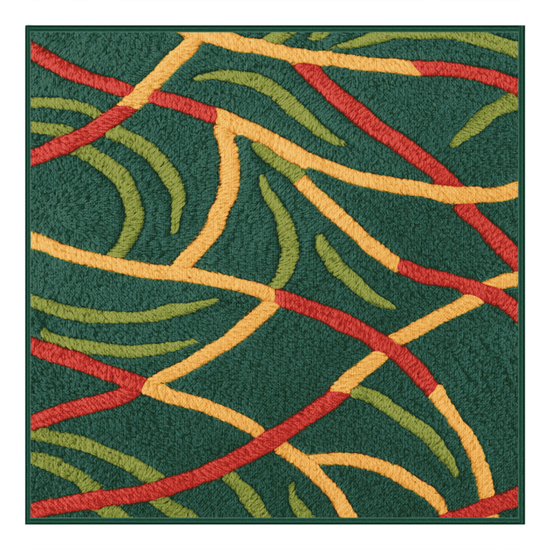  Tapis lavable hawaïen Lilikoi Vines, Carré 3 pi