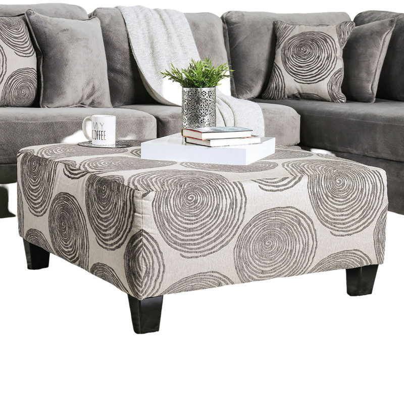 Repose-pieds carré de style transitionnel surdimensionné, Gris