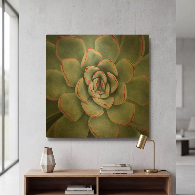 «Edged in Red» par Jan Bell, art mural en métal doré, 24 po x 24 po, 24 po x 24 po