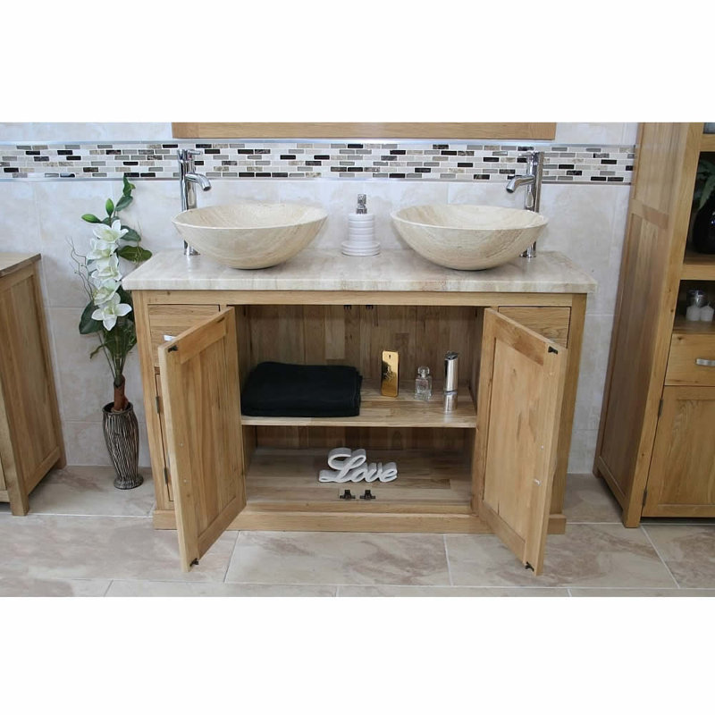 Debolt 1230mm Single Bathroom Vanity with Vessel Stone Basin