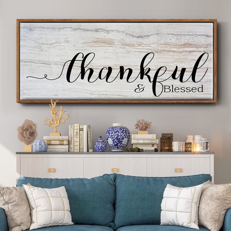 Thankful & Blessed- Framed Canvas, 24" H x 60" W