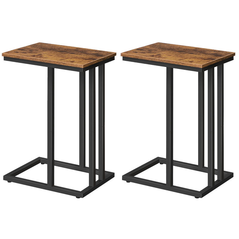 Keasha Wood and Metal C-Table Set , Rustic Brown