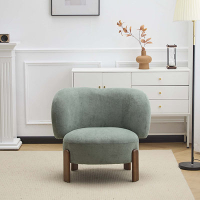 Fauteuil d'appoint confortable à oreilles avec pieds en bois massif