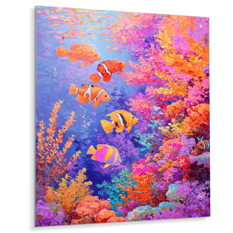 Coral Reef Fish Paradise III - animaux, décoration murale en métal, impression corail, H 20 po x l 12 po