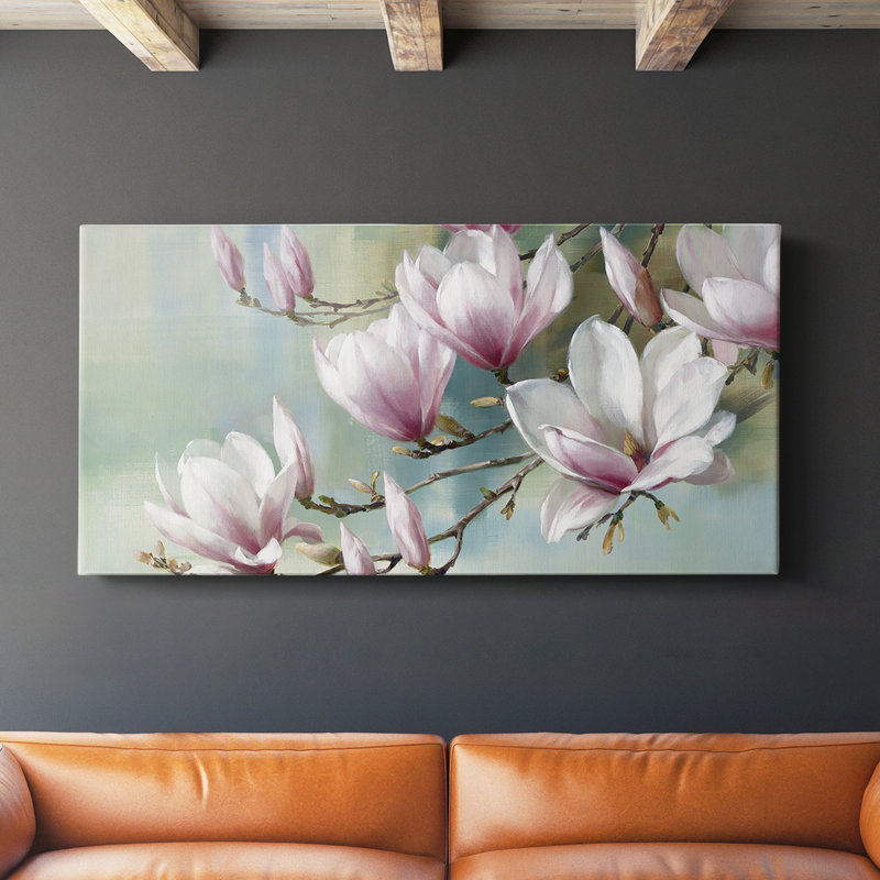 Magnolia Morning - Toile tendue avec châssis - Prêt à accrocher, H 16 po x l 32 po