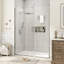 Porte de douche pivotante encadrée de 50 à 54 po L x 71 po H, en chrome, avec verre trempé transparent de 1/4 po, pellicule anti-éclats et revêtement facile à nettoyer.-105653587-133948351