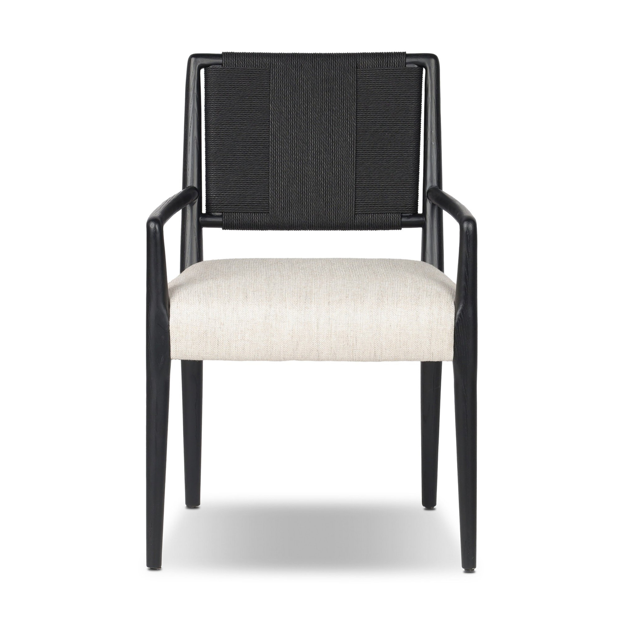 Betha Polyester Blend Armchair Dining Chair, Essence Natural, Black Brushed Ash