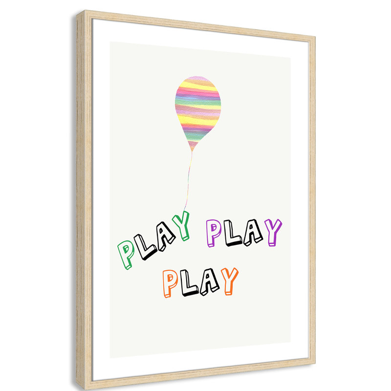 Play Play Play, impression sur papier, H 34,5 po x l 24,5 po x P 1,18 po, Encadré de boîte beige