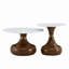Ensemble de deux tables basses gigognes en forme de gourde, alliant luxe et prix abordable. Plateau en MDF à motif de marbre blanc et piètement imprimé par transfert thermique. Parfait pour le salon et la salle à manger.