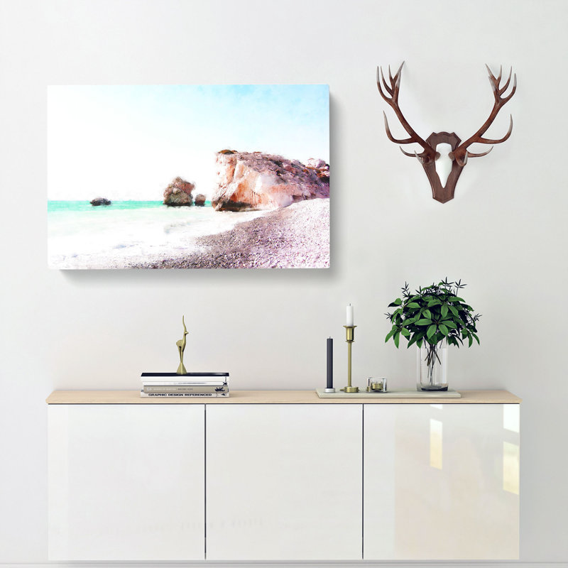 White Sand Beach In Cyprus - Wrapped Canvas Print, 35cm H x 50cm W x 3cm D