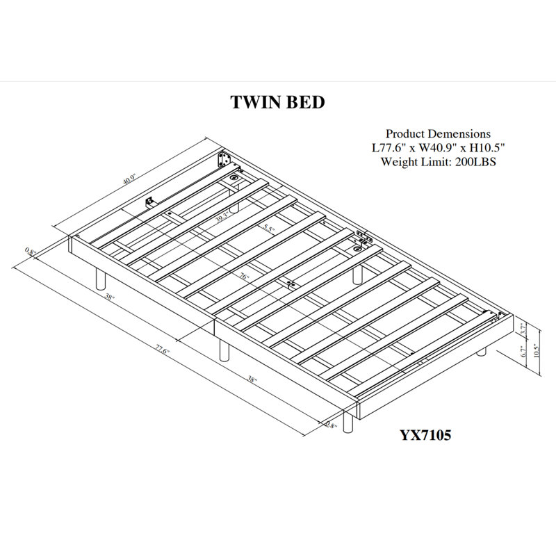 Modern Design Floating Platform Bed Frame, White Washed