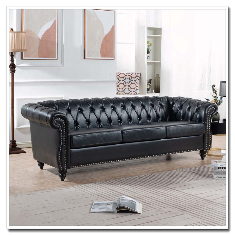 Canapé Chesterfield 84,65 po, Noir