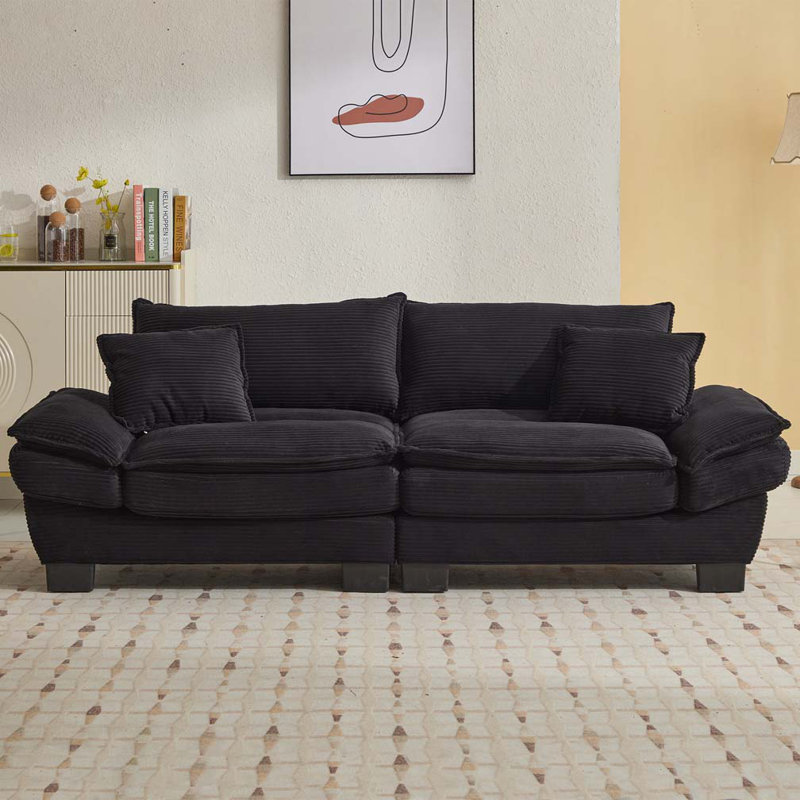 Canapé avec coussins Corduroy, Noir