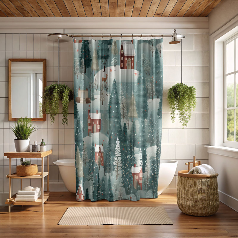 Xmas Town - Premium Shower Curtain, 74"H x 71"W