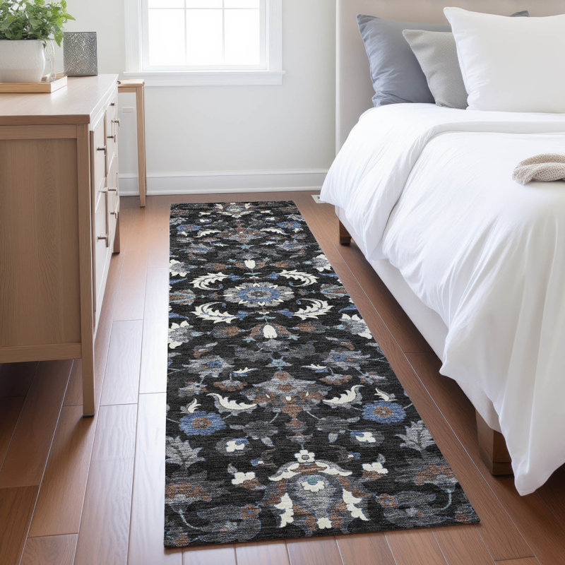 Machine Washable Indoor/Outdoor Chantille ACN2473 Global Rug, 2'3" x 7'6" Runner, Black